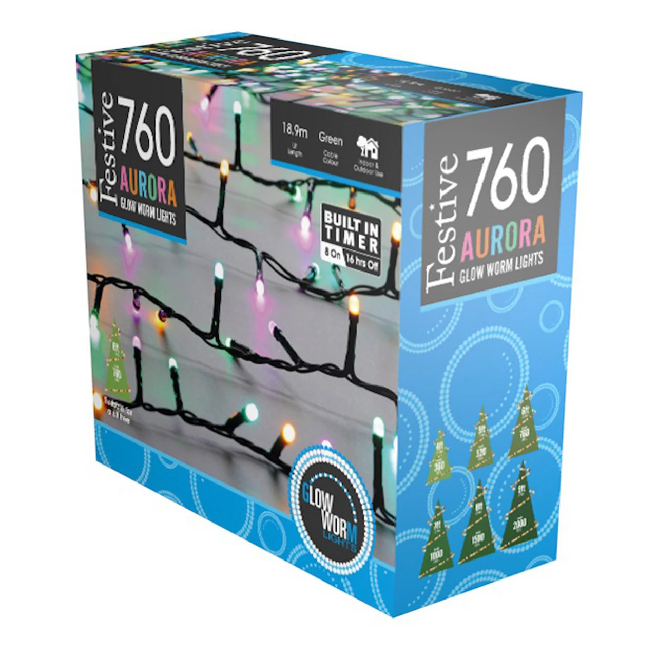 Festive Indoor & Outdoor 6ft Christmas Tree Glow-Worm Lights 760 Aurora LEDs 8 Festive Indoor & Outdoor 6ft Christmas Tree Glow-Worm Lights 760 Aurora LEDs - Image 6