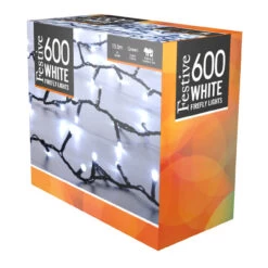 Festive Indoor & Outdoor Flickering 5ft Christmas Tree Lights 600 White LEDs -Home Lighting Store P036138 34330.1663920839