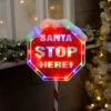 Festive 1m Outdoor Santa Stop Here Sign 30 Multicoloured LEDs -Home Lighting Store P036401 45793.1663862144
