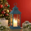 Festive 31cm Blue Lantern With Battery Operated Candles -Home Lighting Store P044869 94046.1695204487