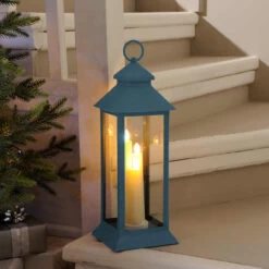 Festive 39cm Blue Lantern With Battery Operated Candles -Home Lighting Store P044870 2 10803.1695204510