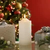 Festive 15cm Battery Operated Wax Firefly Pillar Candle With Timer White -Home Lighting Store P045489 07710.1692023462
