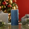 Festive 15cm Battery Operated Wax Firefly Pillar Candle With Timer Blue -Home Lighting Store P045493 97974.1692024056