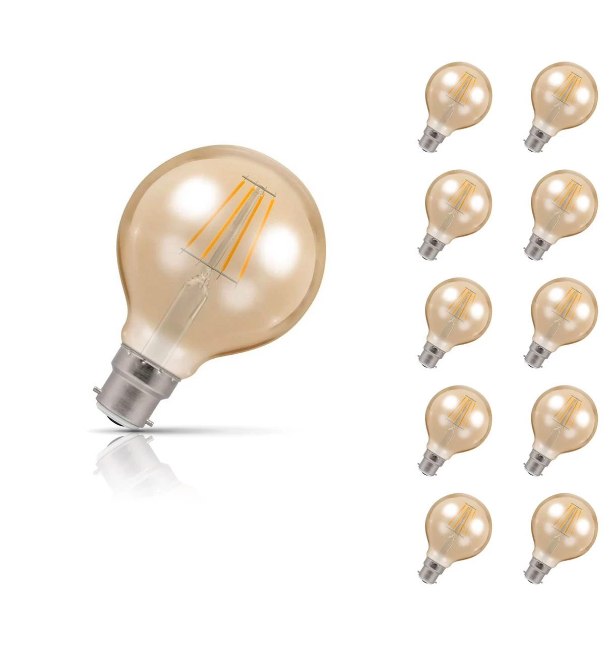 Crompton Globe LED Light Bulb G80 B22 5W (35W Eqv) Warm White 10-Pack Vintage 3 Crompton Globe LED Light Bulb G80 B22 5W (35W Eqv) Warm White 10-Pack Vintage