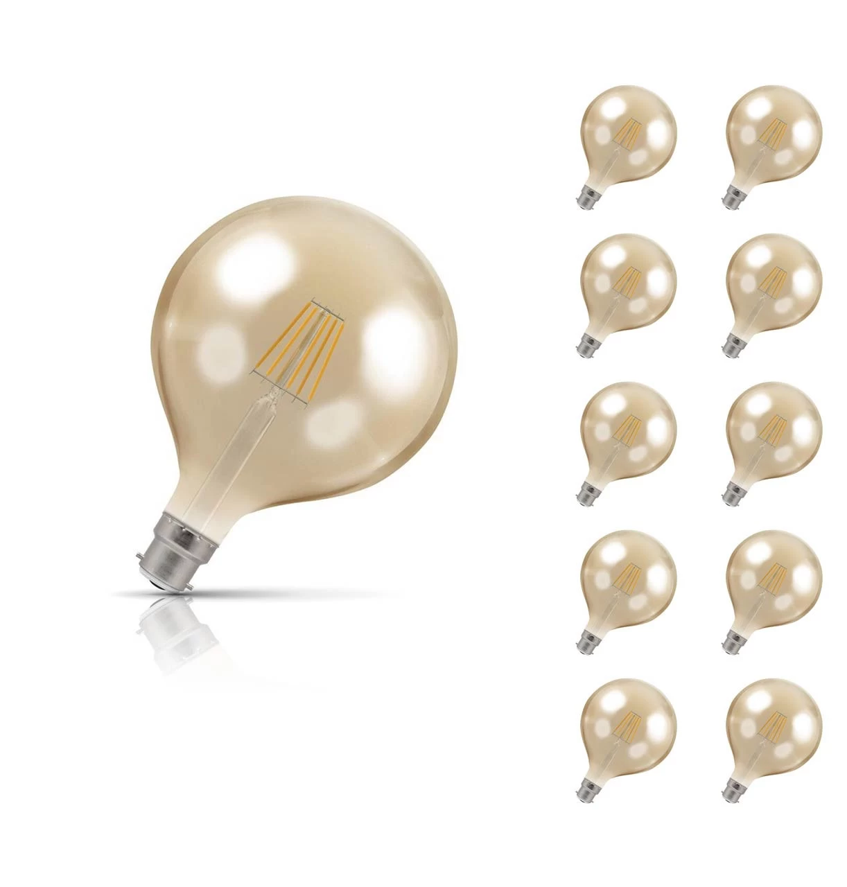 Crompton Globe LED Light Bulb G125 B22 7.5W (60W Eqv) Warm White 10-Pack Vintage 3 Crompton Globe LED Light Bulb G125 B22 7.5W (60W Eqv) Warm White 10-Pack Vintage