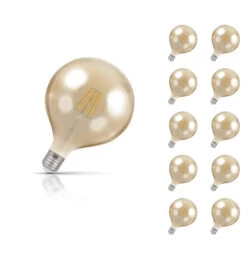 Crompton Globe LED Light Bulb G125 E27 7.5W (60W Eqv) Warm White 10-Pack Vintage