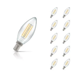 Crompton Candle LED Light Bulb Dimmable E14 5W (40W Eqv) Warm White 10-Pack Clear
