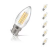 Crompton Candle LED Light Bulb B22 6.5W (60W Eqv) Warm White 5-Pack Filament Clear