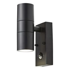 Coast Neso Up And Down Wall Light With PIR Sensor Black