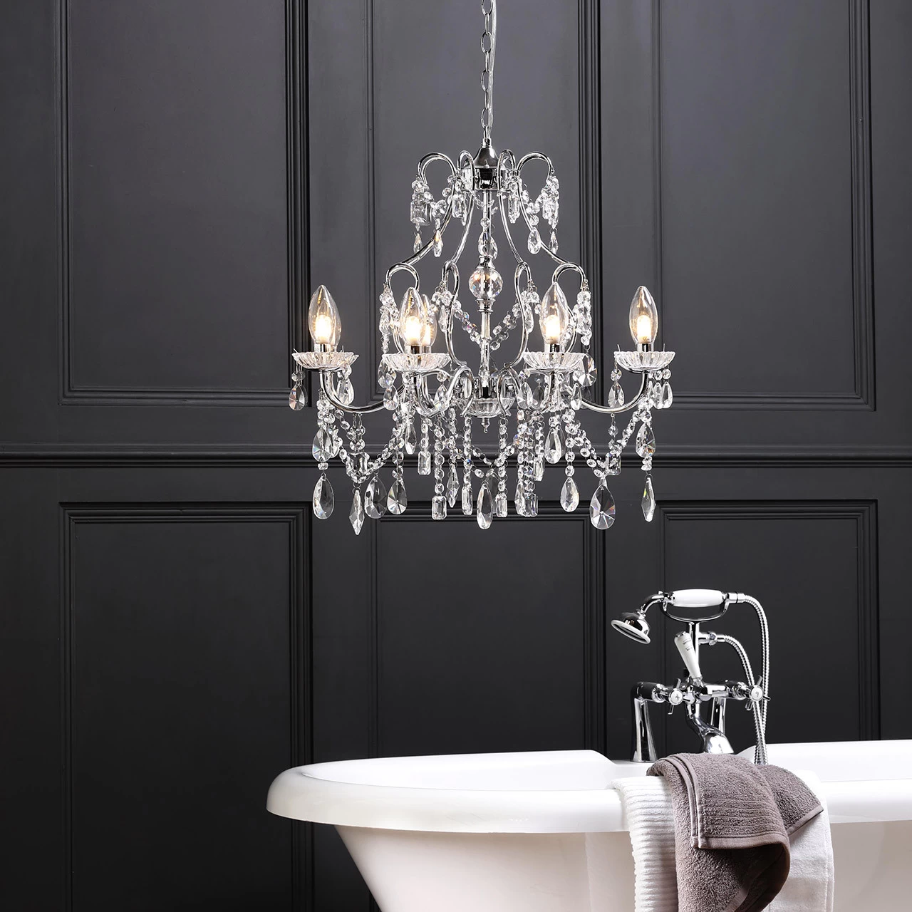 Spa Pro Annalee 8-Light Chandelier Crystal Glass And Chrome 7 Spa Pro Annalee 8-Light Chandelier Crystal Glass And Chrome - Image 5