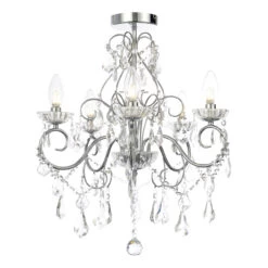 Spa Vela 5-Light Flush Chandelier Crystal Glass And Chrome