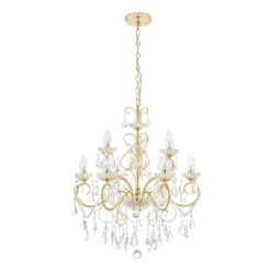Spa Vela 9-Light Chandelier Crystal Glass And Satin Brass