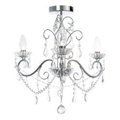 Spa Vela 3-Light Flush Chandelier Crystal Glass And Chrome