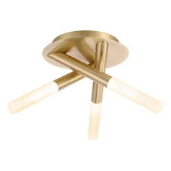 Spa Crux 3-Light Tubular Ceiling Light Frosted Glass And Satin Brass