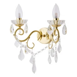 Spa Vela 2-Light Wall Light Crystal Glass And Satin Brass