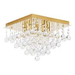 Spa Orlando 5-Light Flush Ceiling Light Crystal Glass And Satin Brass