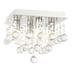 Spa Orlando 4-Light Flush Ceiling Light Crystal Glass And Chrome
