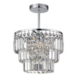 Spa Belle 3-Light Semi-Flush Chandelier Crystal Glass And Chrome