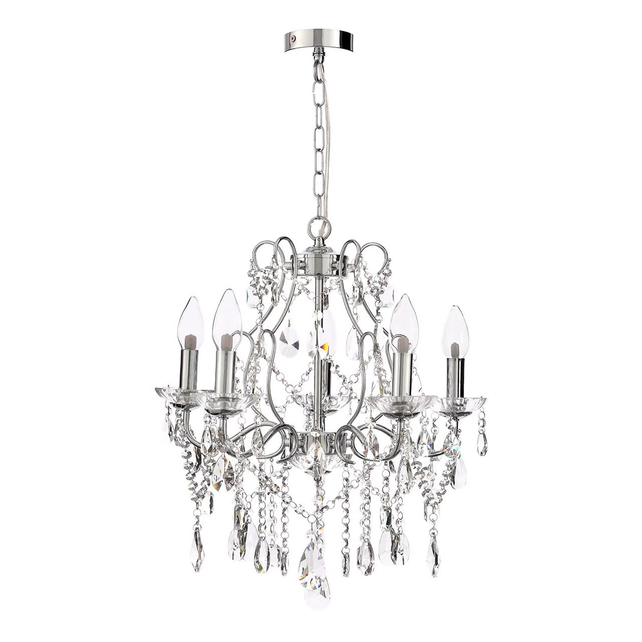 Spa Pro Annalee 500mm 5-Light Chandelier Crystal Glass And Chrome 3 Spa Pro Annalee 500mm 5-Light Chandelier Crystal Glass And Chrome