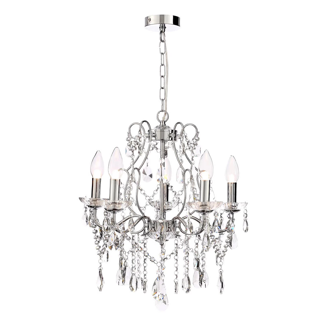 Spa Pro Annalee 500mm 5-Light Chandelier Crystal Glass And Chrome 4 Spa Pro Annalee 500mm 5-Light Chandelier Crystal Glass And Chrome - Image 2