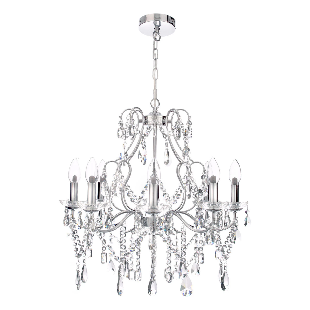 Spa Pro Annalee 8-Light Chandelier Crystal Glass And Chrome 4 Spa Pro Annalee 8-Light Chandelier Crystal Glass And Chrome - Image 2