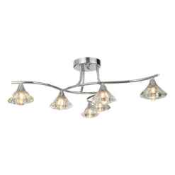 Spa Reena 6-Light Flush Ceiling Light Clear Glass And Chrome