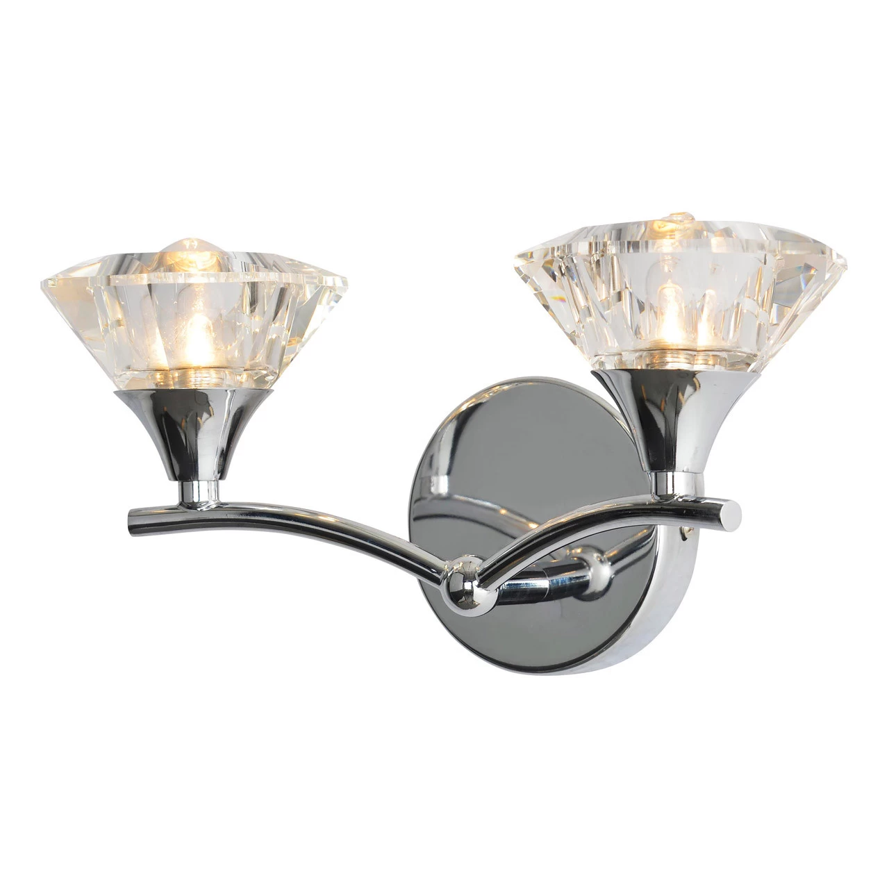 Spa Reena 2-Light Wall Light Clear Glass And Chrome 3 Spa Reena 2-Light Wall Light Clear Glass And Chrome