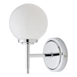 Spa Porto Single Globe Wall Light Opal And Chrome