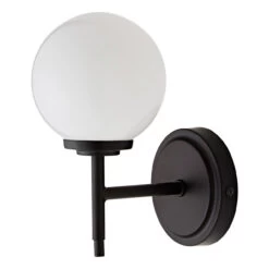 Spa Porto Single Globe Wall Light Opal And Matt Black