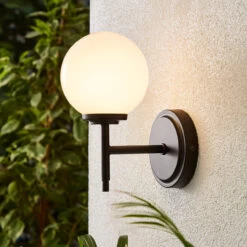 Spa Porto Single Globe Wall Light Opal And Matt Black -Home Lighting Store SPA 31306 MBLK alt03 16143.1656419702
