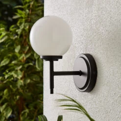 Spa Porto Single Globe Wall Light Opal And Matt Black -Home Lighting Store SPA 31306 MBLK alt04 70191.1656419702