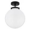 Spa Porto Single Globe Semi-Flush Ceiling Light Opal And Matt Black -Home Lighting Store SPA 31309 MBlk alt02 71985.1656419597