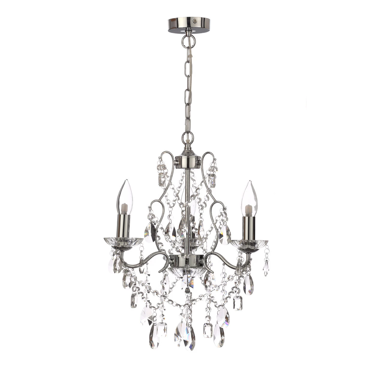 Spa Pro Annalee 3-Light Chandelier Crystal Glass And Chrome 3 Spa Pro Annalee 3-Light Chandelier Crystal Glass And Chrome