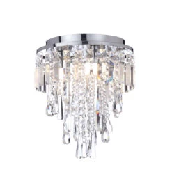 Spa Pro Bresna 280mm 3-Light Flush Ceiling Light Crystal Glass And Chrome -Home Lighting Store SPA 31450 CHR 3 32467.1657640776