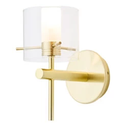 Spa Gene Single Cylinder Wall Light Clear Glass And Satin Brass -Home Lighting Store SPA 31725 SATBRS alt01 05726.1656419840
