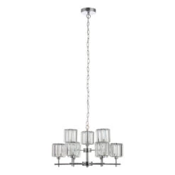 Spa Pegasi 9-Light Chandelier Crystal Glass And Chrome
