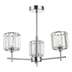 Spa Pegasi 3-Light Flush Chandelier Crystal Glass And Chrome
