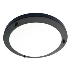 Spa 180mm Delphi LED Flush Ceiling Light 12W Cool White Opal Glass And Matt Black