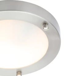 Spa 180mm Delphi LED Flush Ceiling Light 12W Cool White Opal Glass And Satin Nickel -Home Lighting Store SPA 34046 SNIC 3 89677.1656417710