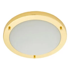 Spa 310mm Delphi LED Flush Ceiling Light 18W Cool White Opal Glass And Brass