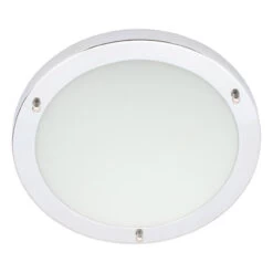 Spa 310mm Delphi LED Flush Ceiling Light 18W Cool White Opal Glass And Chrome