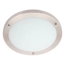 Spa 310mm Delphi LED Flush Ceiling Light 18W Cool White Opal Glass And Satin Nickel