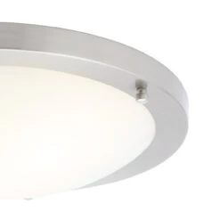 Spa 310mm Delphi LED Flush Ceiling Light 18W Cool White Opal Glass And Satin Nickel -Home Lighting Store SPA 34047 SNIC 3 72689.1656417620