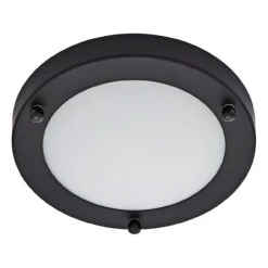 Spa 180mm Delphi Flush Ceiling Light Opal Glass And Satin Black
