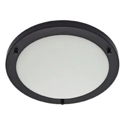 Spa 310mm Delphi Flush Ceiling Light Opal Glass And Satin Black