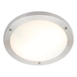 Spa 310mm Delphi Flush Ceiling Light Opal Glass And Satin Nickel