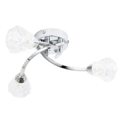 Spa Volos 3-Light Flush Ceiling Light Diamond Cut Glass And Chrome