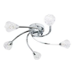 Spa Volos 5-Light Flush Ceiling Light Diamond Cut Glass And Chrome