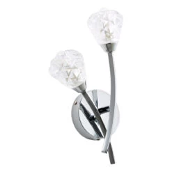 Spa Volos 2-Light Wall Light Diamond Cut Glass And Chrome