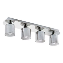 Spa Patras 3-Light Flush Ceiling Light Smoke Glass And Chrome